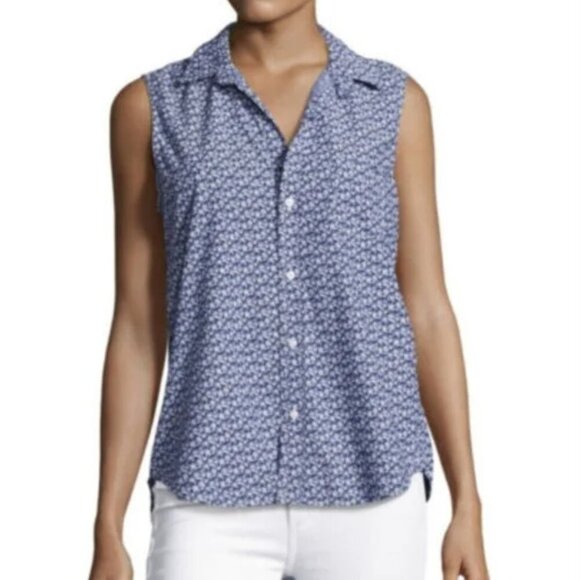 Frank & Eileen | Fiona Floral 100% Cotton Sleeveless Button Down Shirt - Size S - Picture 1 of 11